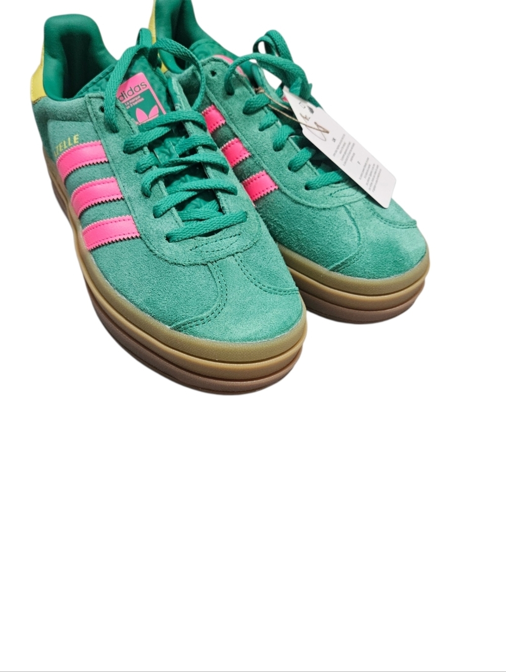 Adidas Gazelle Bold Platform Sneakers - Court Green/Pink Womens Size 8 NEW - Picture 6 of 8